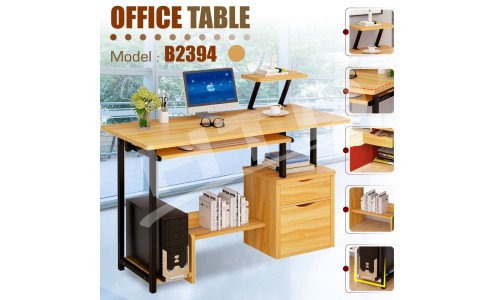 BG Furniture โต๊ะคอม โต๊ะทำงาน โต๊ะคอมพิวเตอร์ โต๊ะวางโน๊ตบุ๊ค โต๊ะออฟฟิศ เอนกประสงค์ ชั้นวางหนังสือ ชั้นวางของ รุ่น B2394 (Glod)